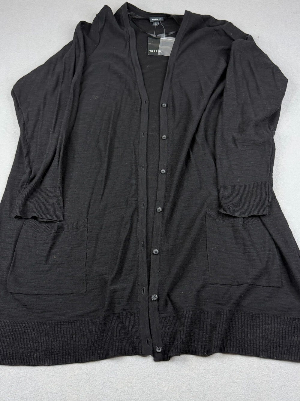 Torrid Black Slub Knit Button Front Cardigan Sweater 4X Longline NWT